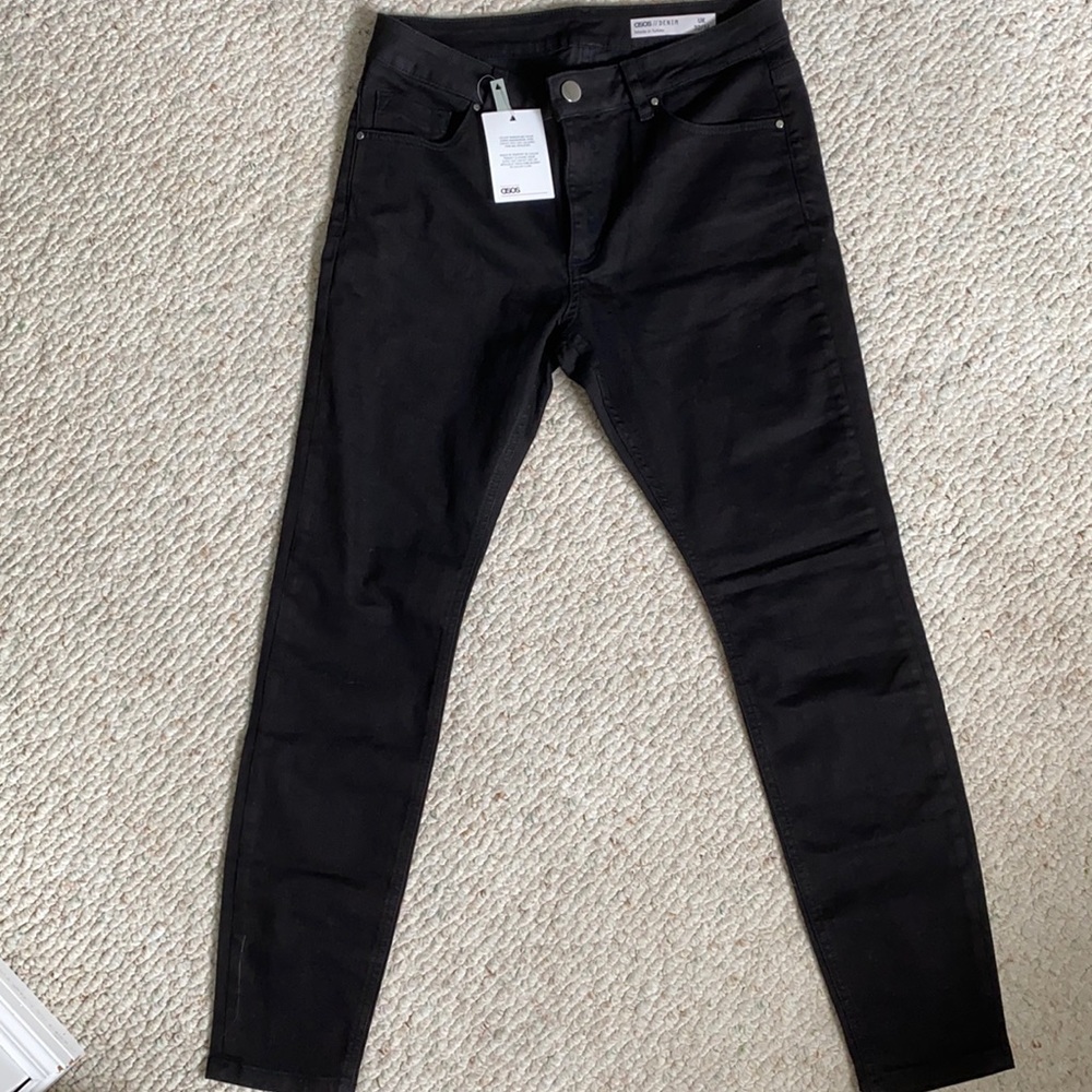 ASOS DENIM Black Skinny High Rise Waisted Jeans NWT